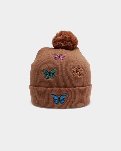 Goat Crew Butterfly Pom Beanie Tan