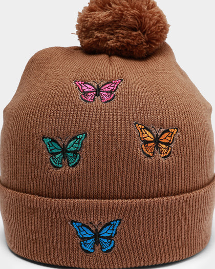 Goat Crew Butterfly Pom Beanie Tan