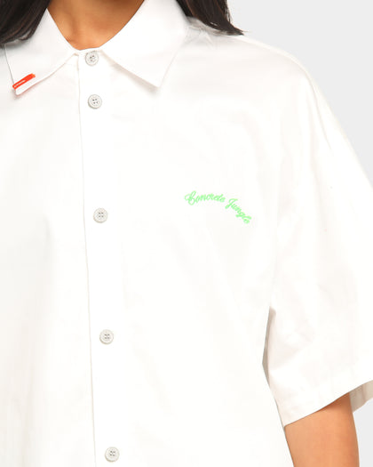 Heron Preston Boxy Fit Short Sleeve Button Up Shirt White