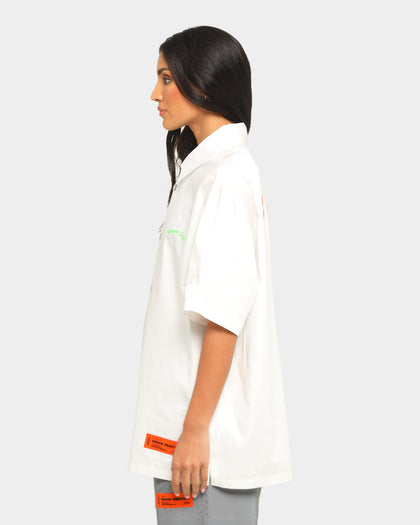Heron Preston Boxy Fit Short Sleeve Button Up Shirt White