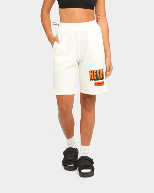 Heron Preston Waffle Logo Track Shorts Beige