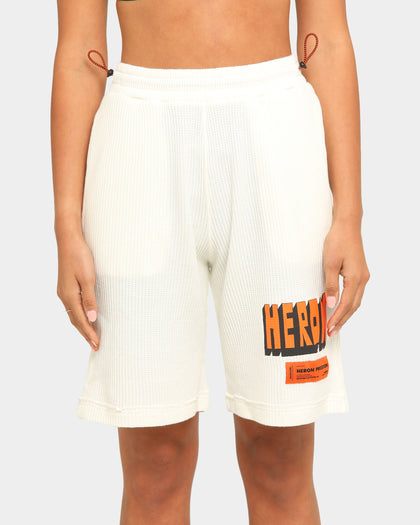 Heron Preston Waffle Logo Track Shorts Beige