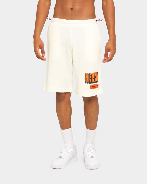 Heron Preston Waffle Logo Track Shorts Beige