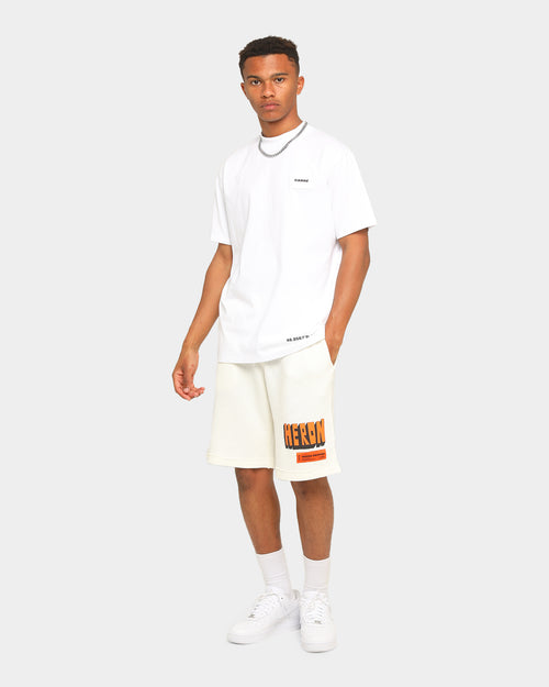 Heron Preston Waffle Logo Track Shorts Beige