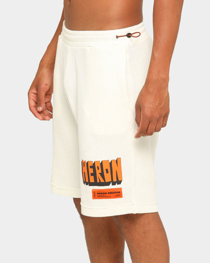Heron Preston Waffle Logo Track Shorts Beige