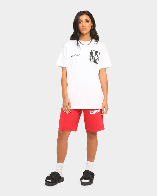 Off-White Airport Tape Sweatshorts Red