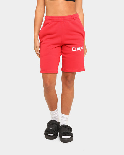 Off-White Airport Tape Sweatshorts Red