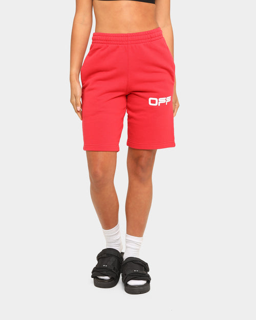 Off-White Airport Tape Sweatshorts Red