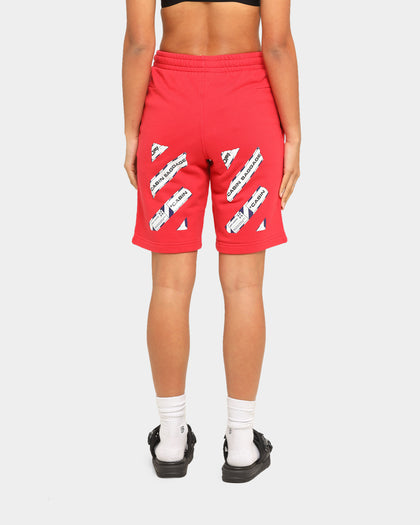 Off-White Airport Tape Sweatshorts Red