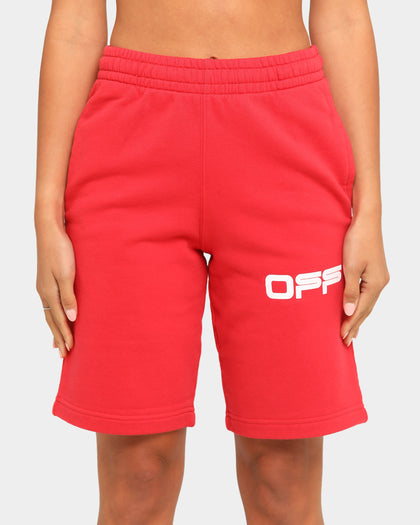 Off-White Airport Tape Sweatshorts Red