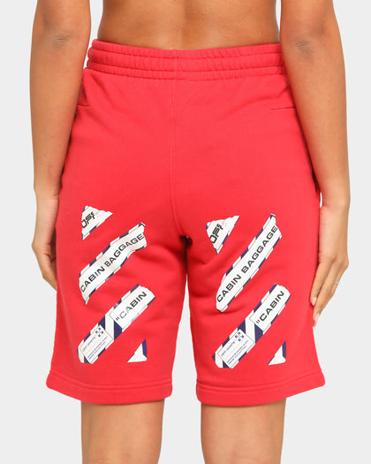 Off-White Airport Tape Sweatshorts Red