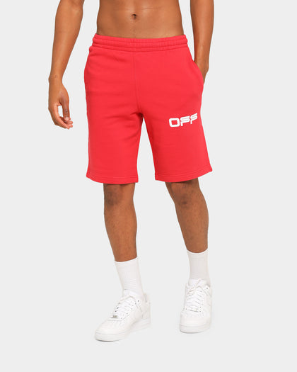 Off-White Airport Tape Sweatshorts Red
