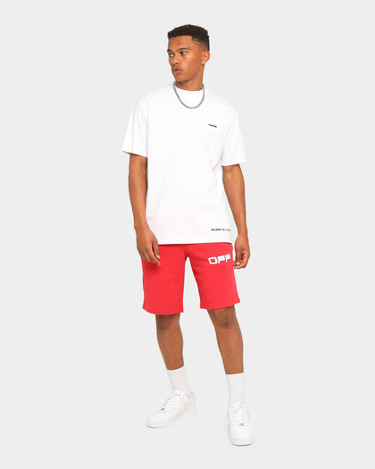Off-White Airport Tape Sweatshorts Red