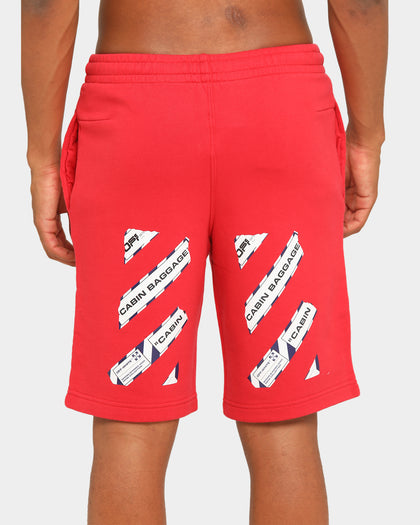 Off-White Airport Tape Sweatshorts Red