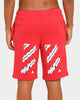 Off-White Airport Tape Sweatshorts Red