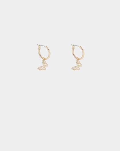 Raising Hell Women's Butterfly Hoop Earrings Gold