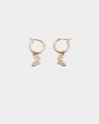 Raising Hell Women's Butterfly Hoop Earrings Gold