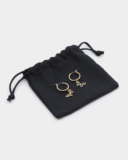 Raising Hell Women's Butterfly Hoop Earrings Gold