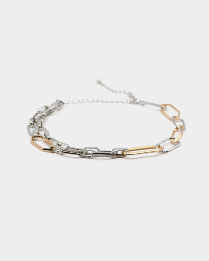 Raising Hell Women's Multi Chain Choker Silver/Gold
