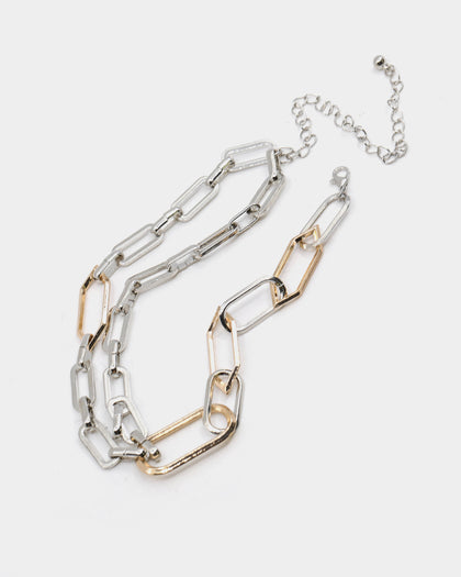 Raising Hell Women's Multi Chain Choker Silver/Gold