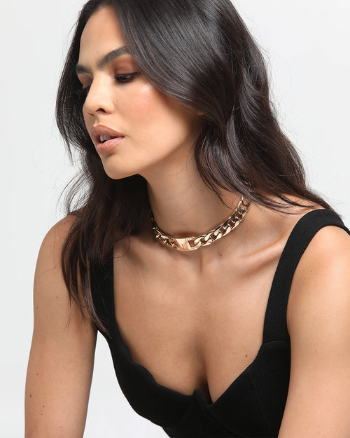 Raising Hell Women's Clasp Choker Chain Gold