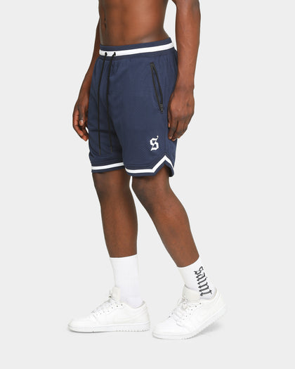 Saint Morta Men's Icon Mesh Basketball Short Navy/White