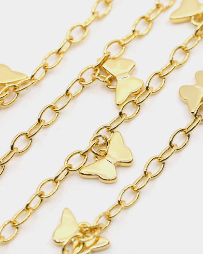 Raising Hell Women's Butterfly Charm Anklet Gold