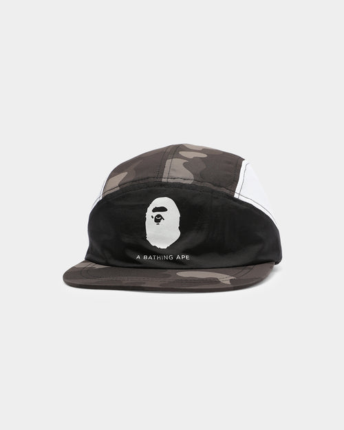 A Bathing Ape Camo Colour Block 5 Panel Strapback Black