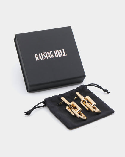 Raising Hell Women's Chain Link Earrings Gold