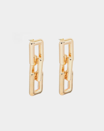 Raising Hell Women's Chain Link Earrings Gold