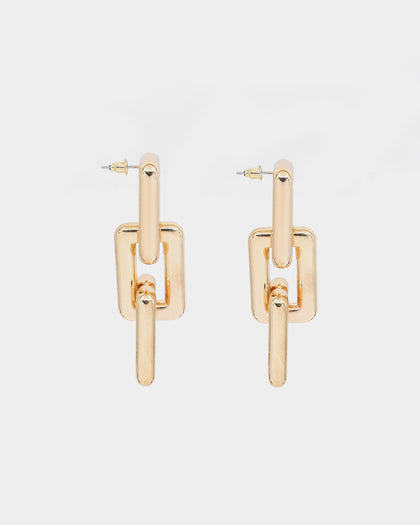Raising Hell Women's Chain Link Earrings Gold