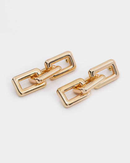Raising Hell Women's Chain Link Earrings Gold