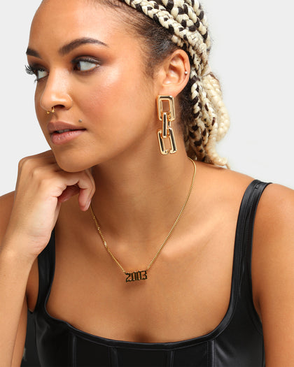 Raising Hell Women's Chain Link Earrings Gold