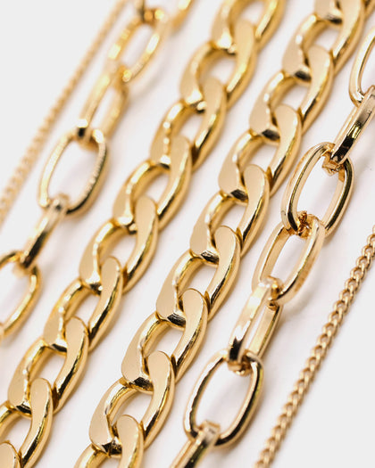 Raising Hell Women's Padlock Stack Necklace Gold