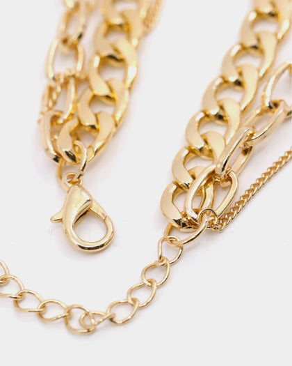 Raising Hell Women's Padlock Stack Necklace Gold