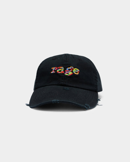 Rage Men's Rage Distressed Dad Hat Washed Black