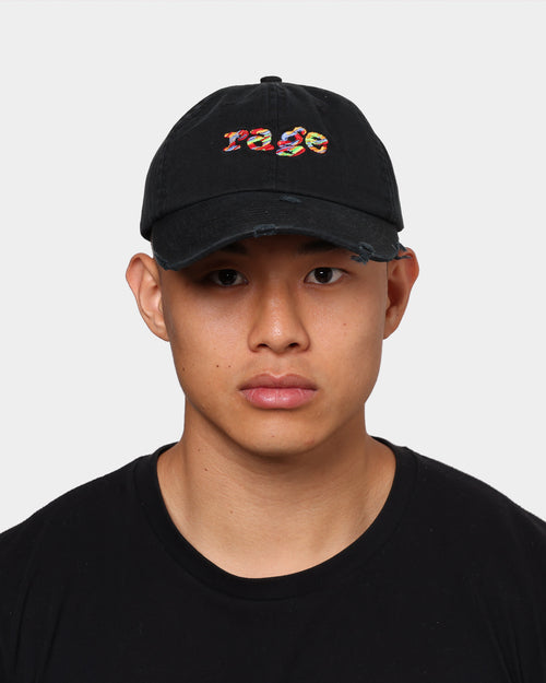 Rage Men's Rage Distressed Dad Hat Washed Black