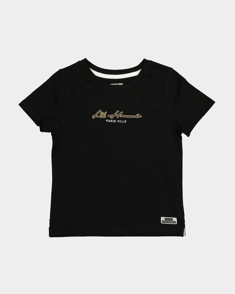 Lil Homme Kid's Paris City Classique Short Sleeve T-Shirt Black/Gold ...