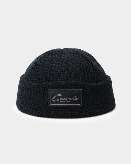 Carré Script Waffle Beanie Black