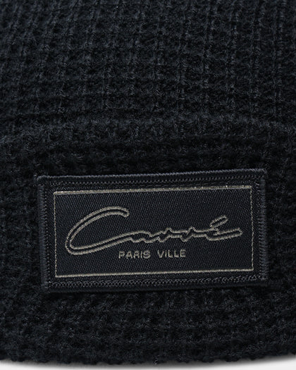 Carré Script Waffle Beanie Black