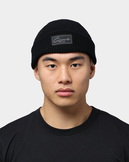 Carré Script Waffle Beanie Black