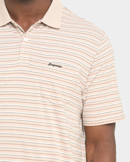 Palace Thin Stripe Polo Tan