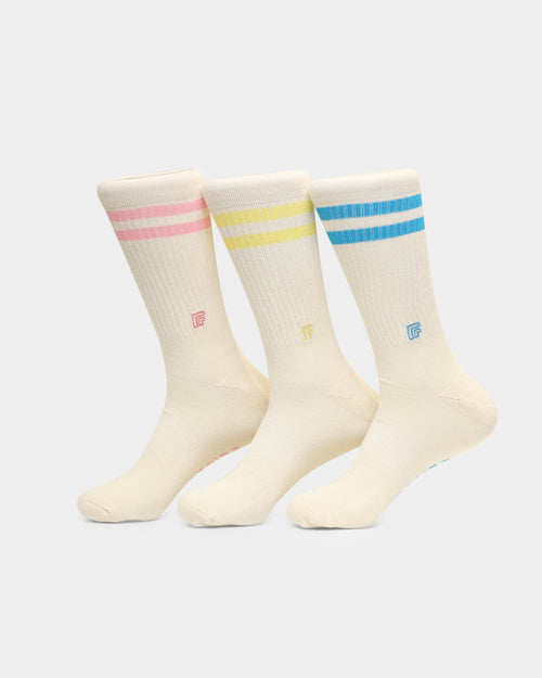 Perfect Pairs PP1 2UP Pastal Sock 3 Pack Off White/Multi-Coloured