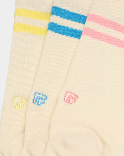 Perfect Pairs PP1 2UP Pastal Sock 3 Pack Off White/Multi-Coloured