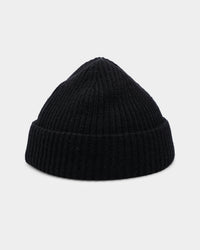 Goat Crew Fisherman Ribbed Knit Staple Beanie Black