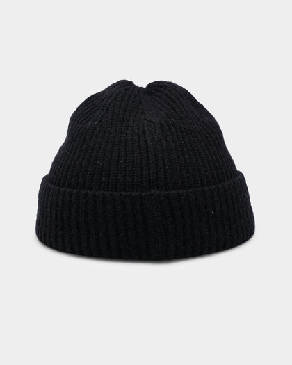 Goat Crew Fisherman Ribbed Knit Staple Beanie Black