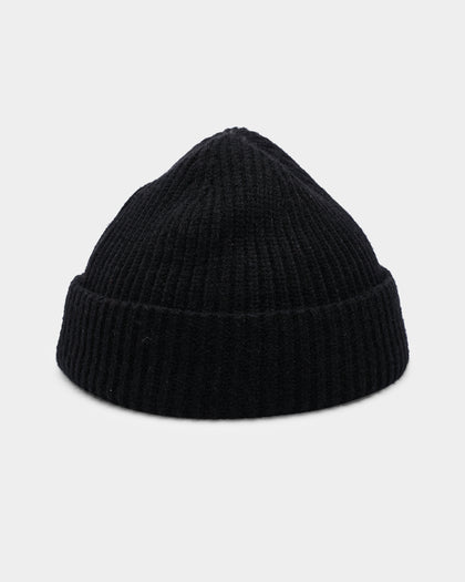 Goat Crew Fisherman Ribbed Knit Staple Beanie Black