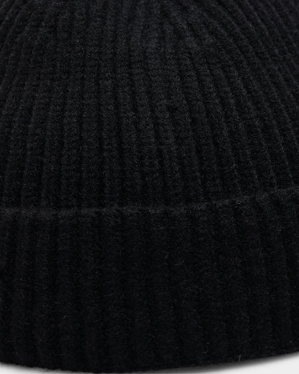 Goat Crew Fisherman Ribbed Knit Staple Beanie Black