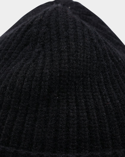 Goat Crew Fisherman Ribbed Knit Staple Beanie Black
