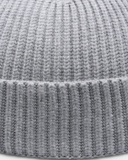 Goat Crew Fisherman Ribbed Knit Staple Beanie Grey